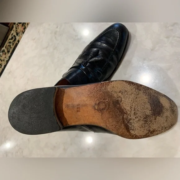 Vintage Black Leather Tassel Slip On Loafers Dress Shoes Sz 9.5 - Picture 3 of 7